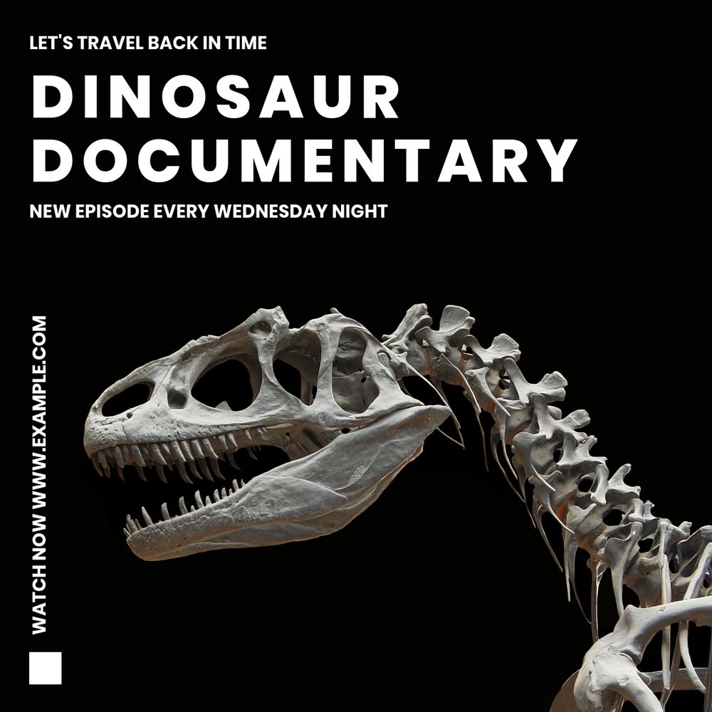 Dinosaur documentary Instagram post template, editable text