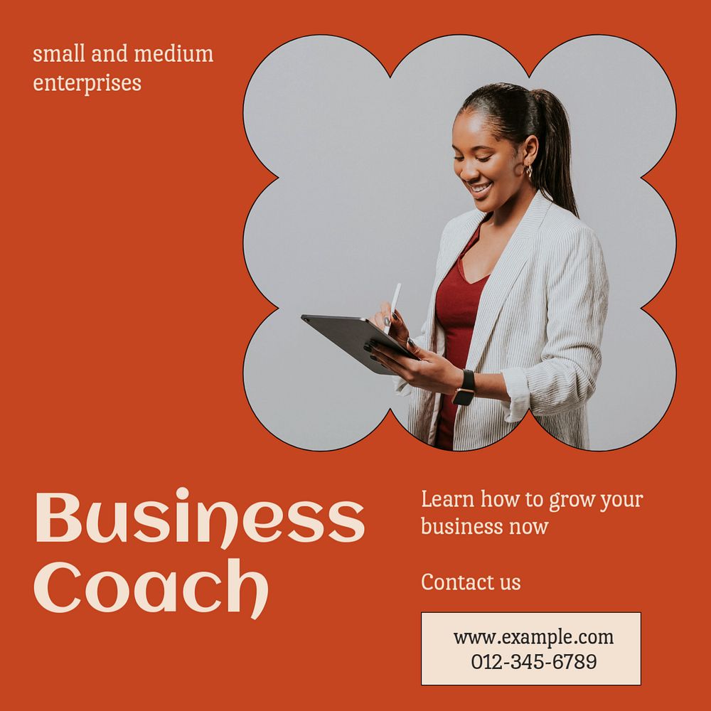 Business coach Instagram post template, editable text