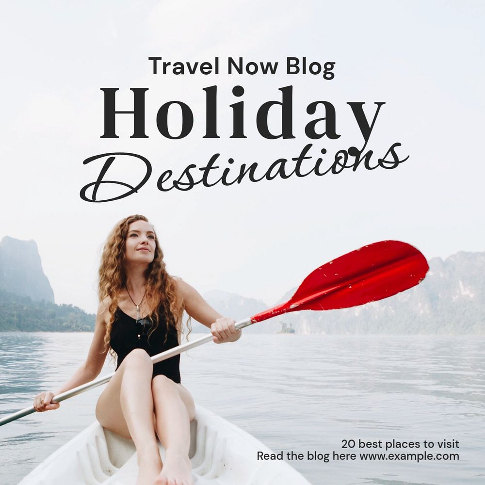 Holiday destinations Instagram post template, editable text