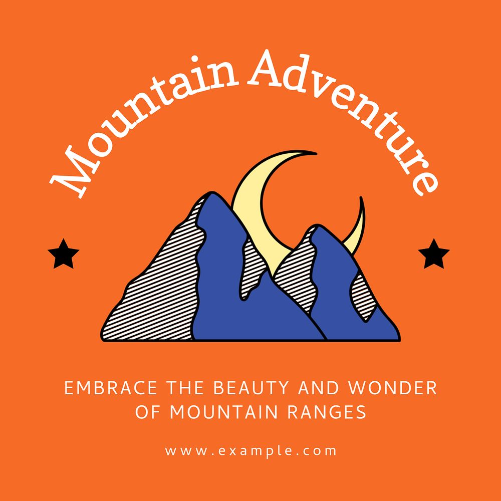 Mountain adventure Instagram post template, editable text