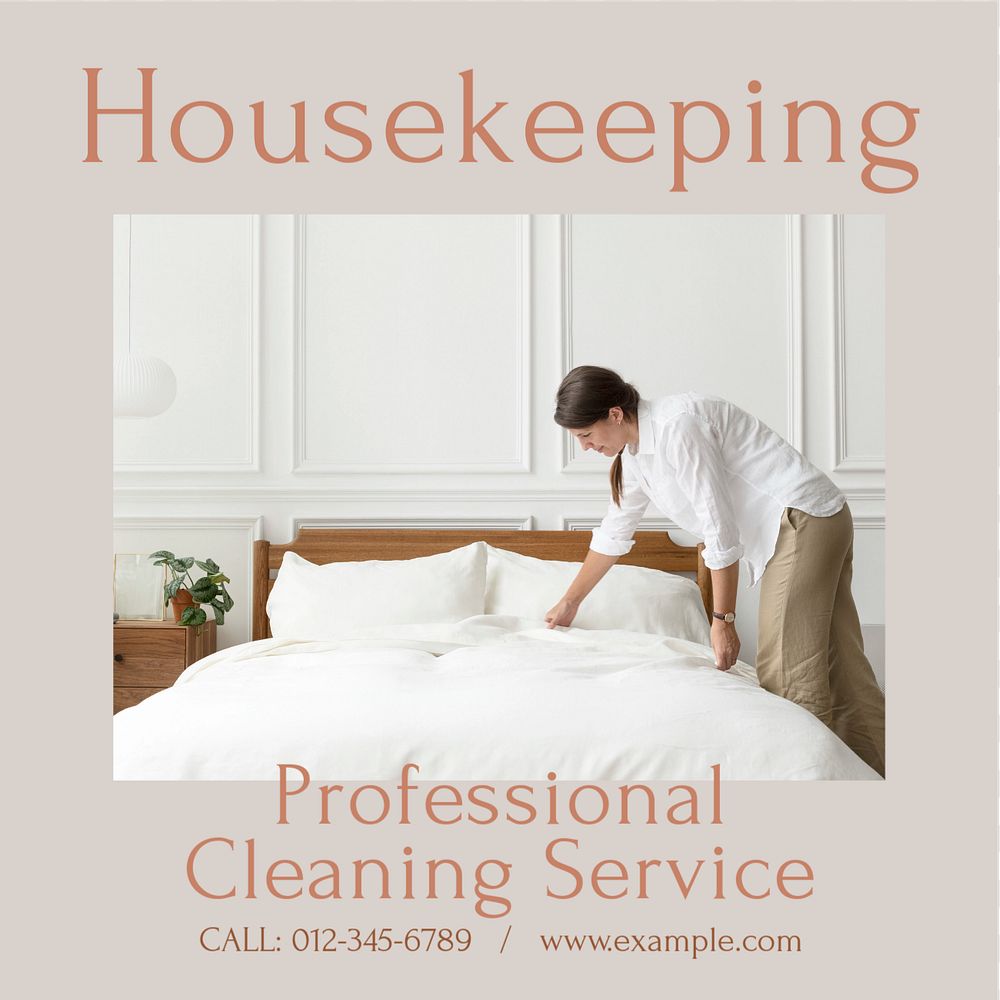 Housekeeping service Instagram post template, editable design