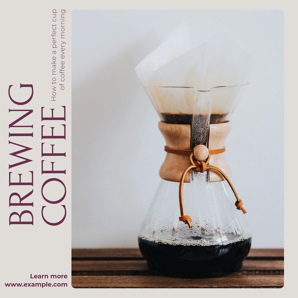 Brewing coffee Instagram post template, editable design