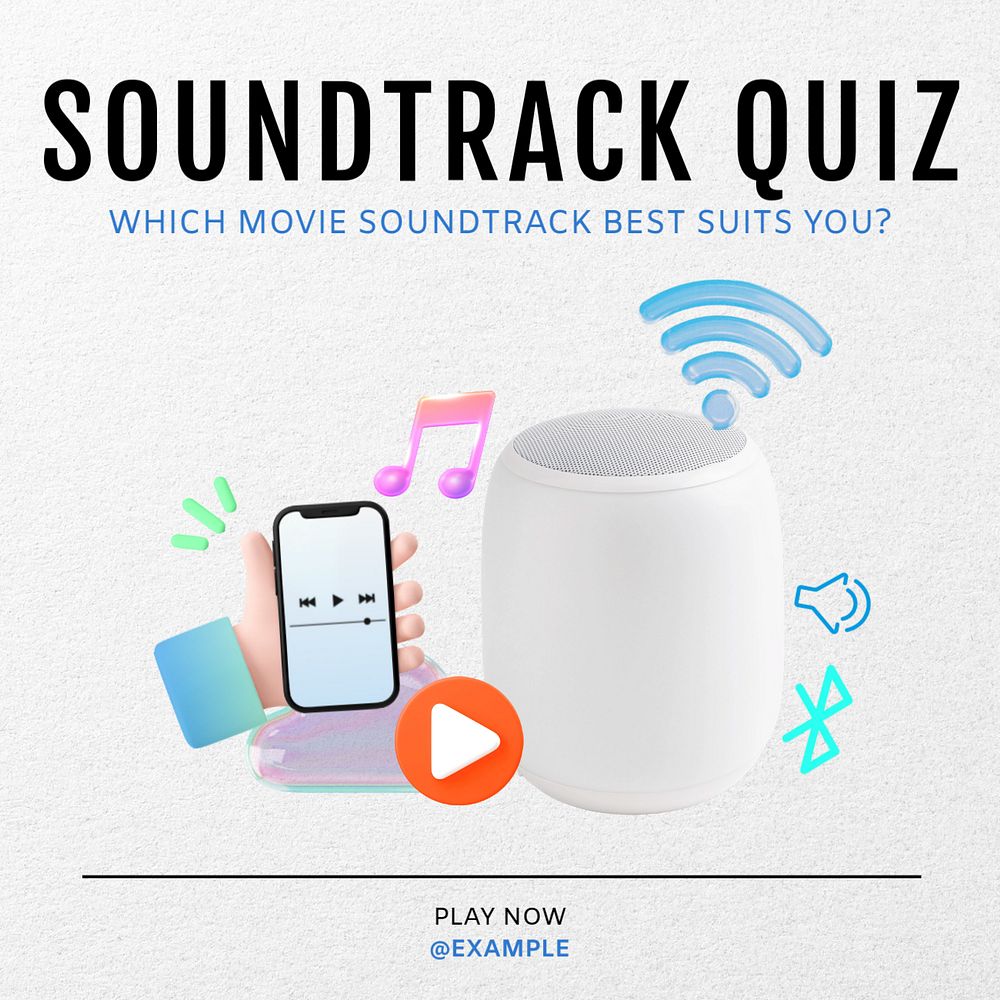 soundtrack quiz Instagram post template, editable text