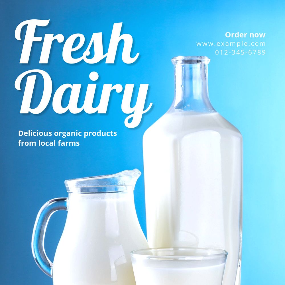 Fresh dairy products Instagram post template, editable text