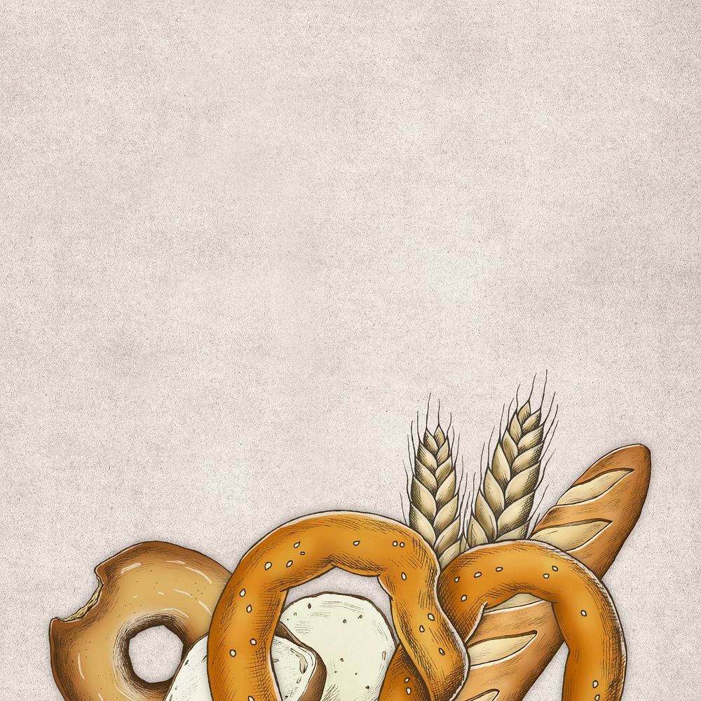 Vintage bread border beige editable background