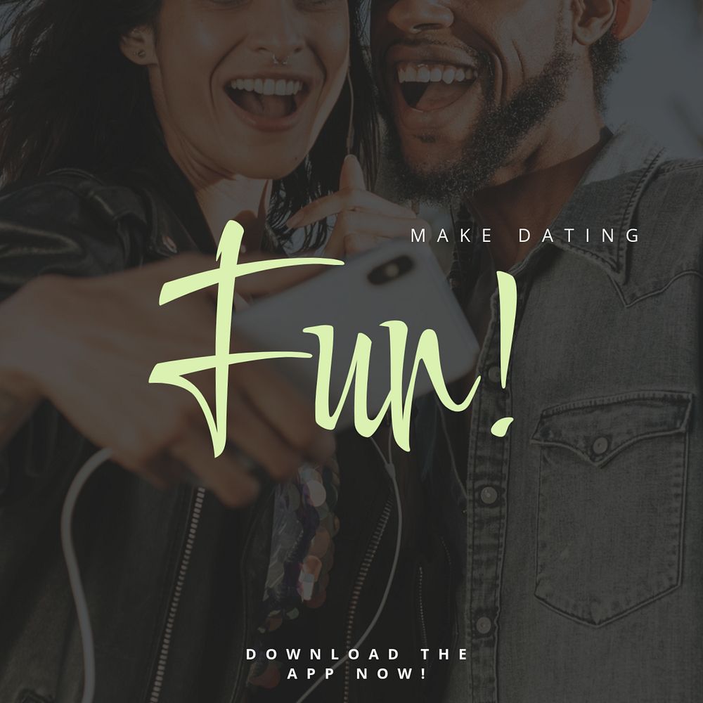 Online dating Instagram post template, editable text