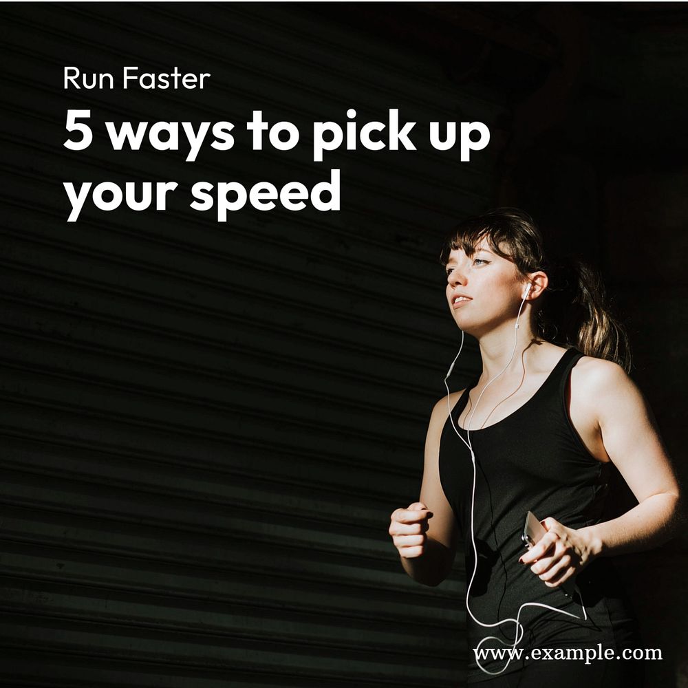 Run faster Instagram post template, editable text