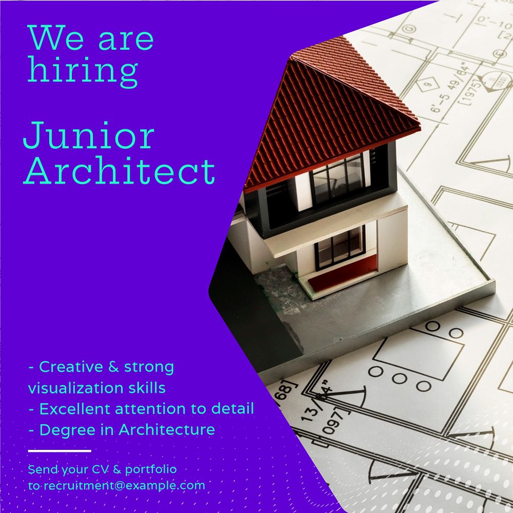 Junior architect Instagram post template, editable text