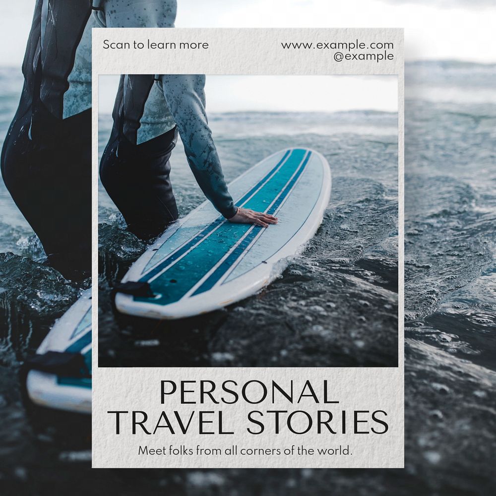 Travel Instagram post template, editable text