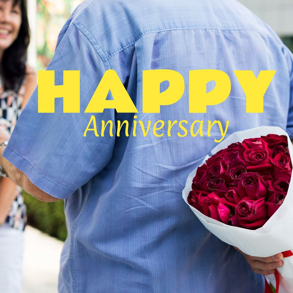 Happy anniversary Instagram post template, editable text