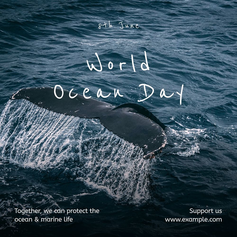 World ocean day Instagram post template, editable text