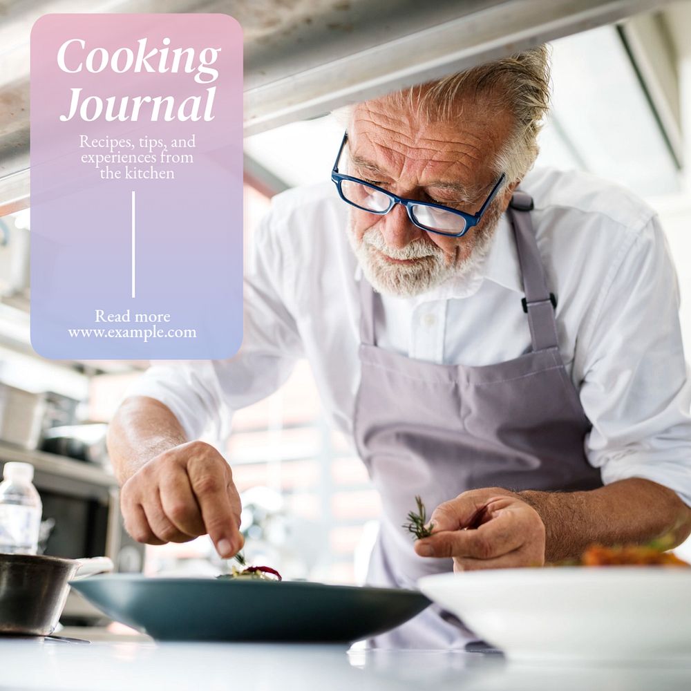 Cooking Journal Instagram post template, editable text