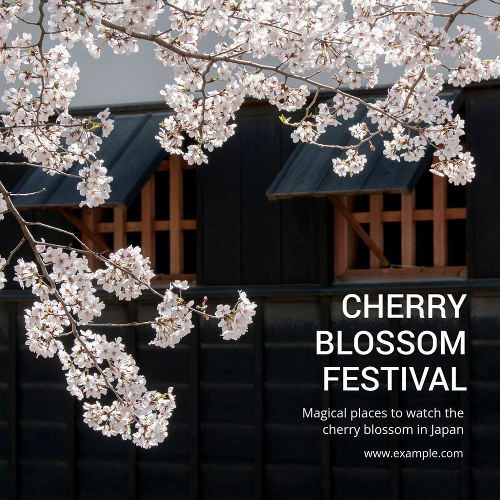 Cherry blossom festival Instagram post template, editable text