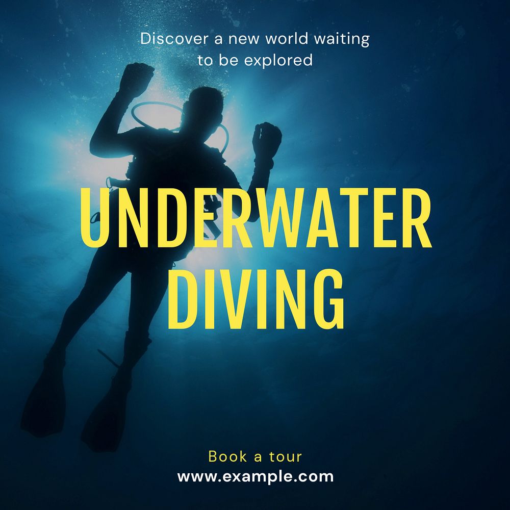 Underwater diving Instagram post template, editable text