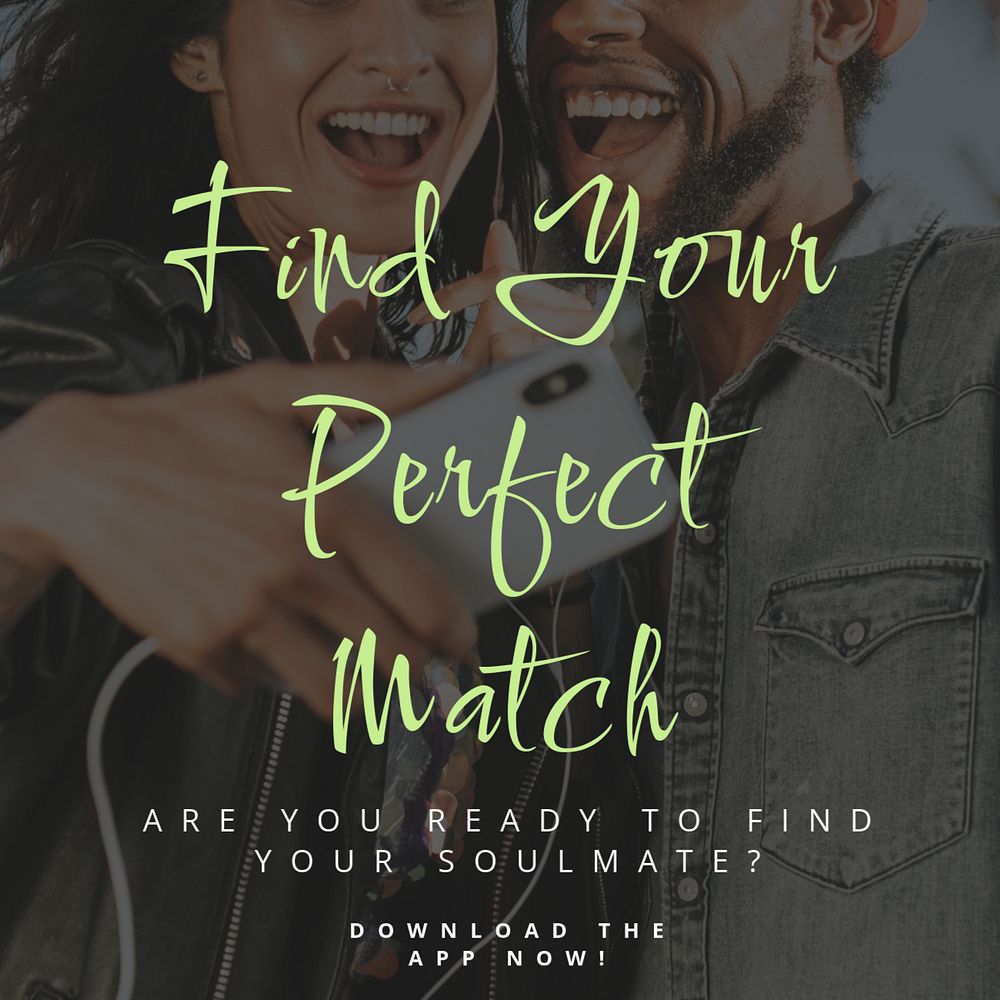 Online dating Instagram post template, editable text