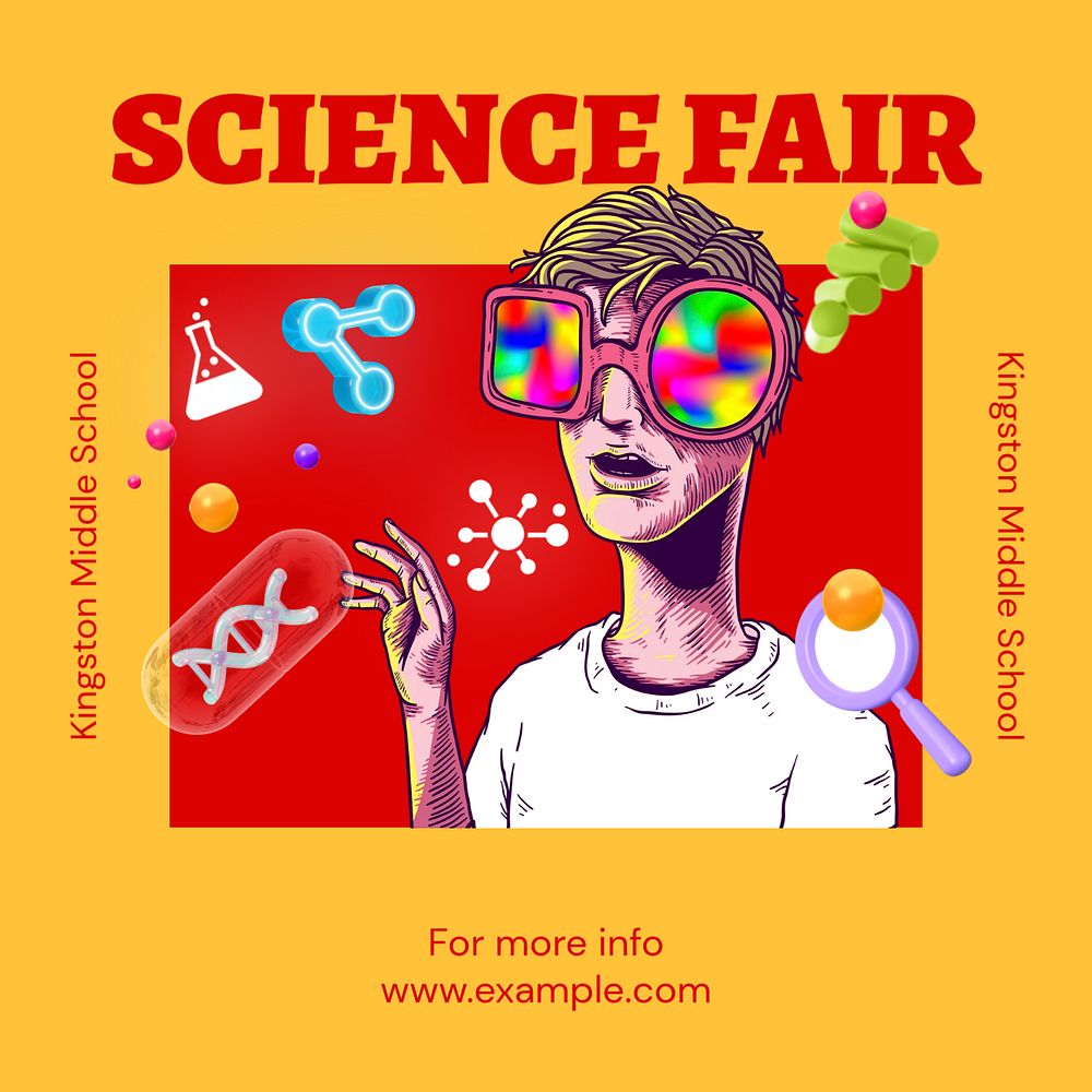 Science Fair Instagram post template, editable text