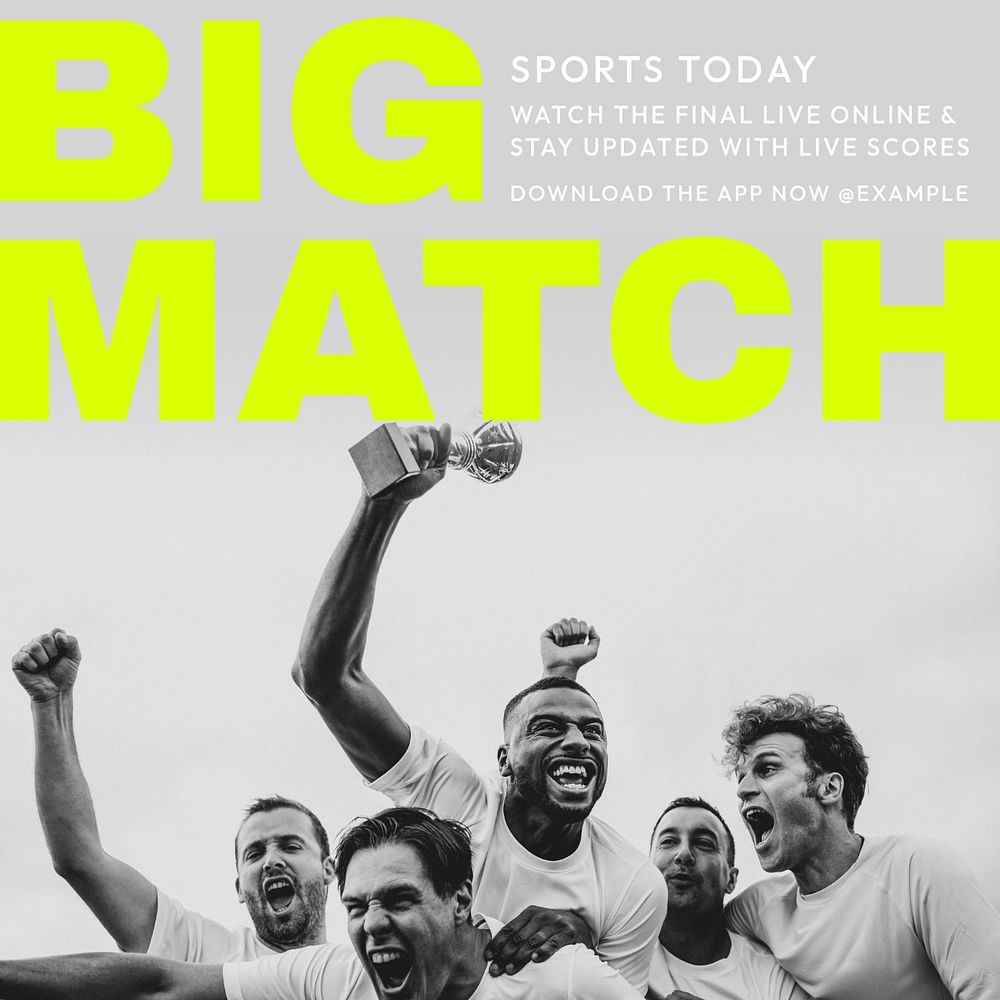 Live big match Instagram post template, editable text