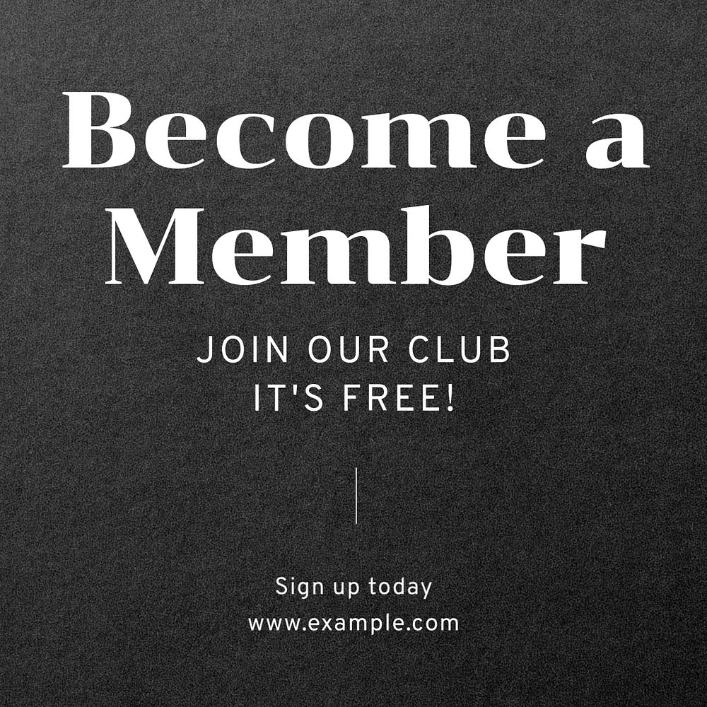 Become a member Instagram post template, editable text