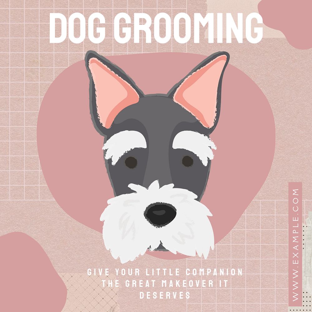 Dog grooming Instagram post template, editable text