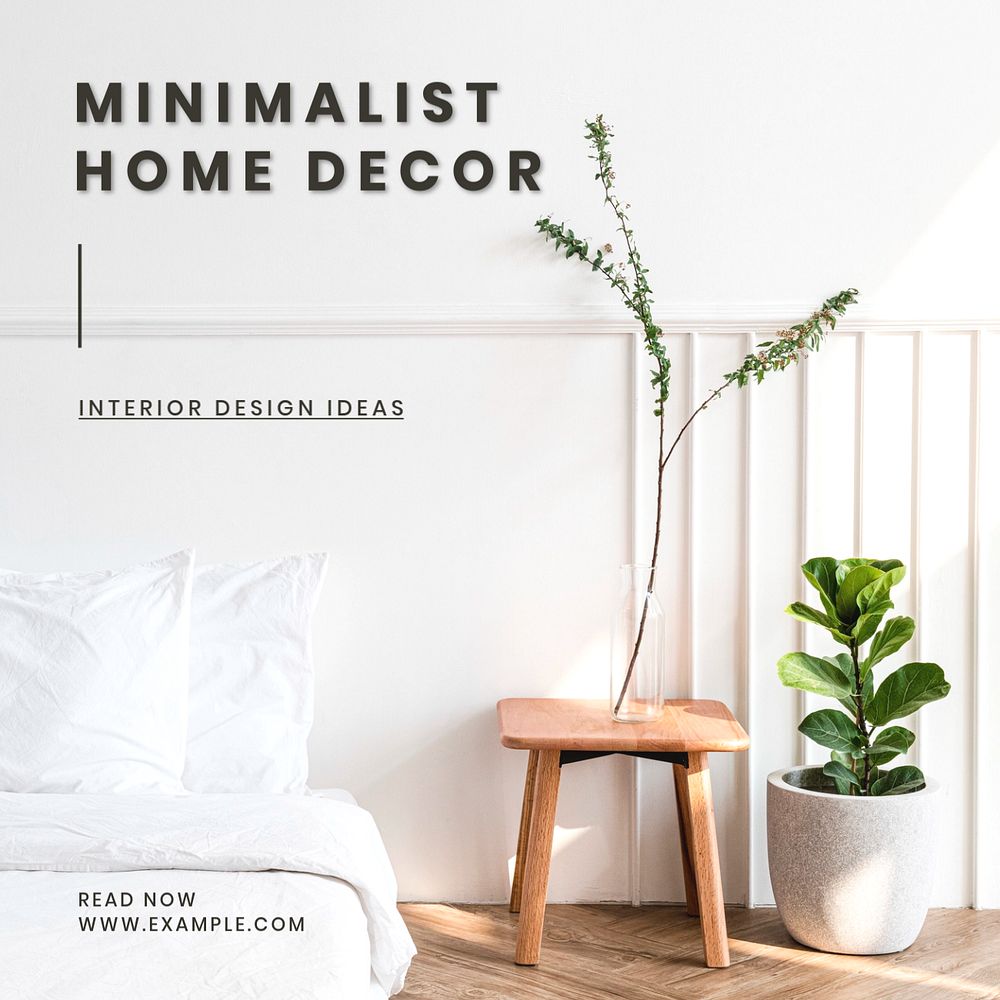 Minimalist home decor Instagram post template, editable text