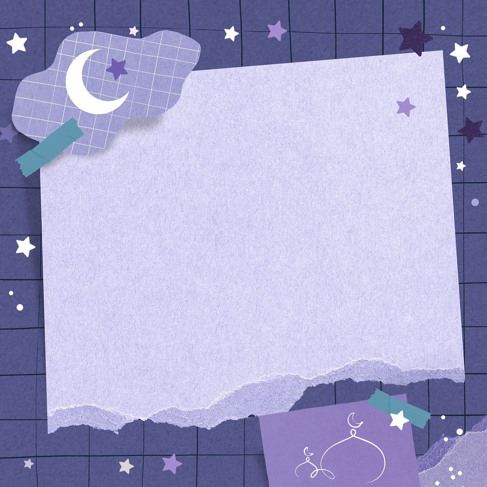 Square purple paper, star notepaper collage  editable design