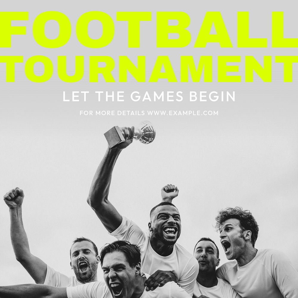 Football tournament Instagram post template, editable text