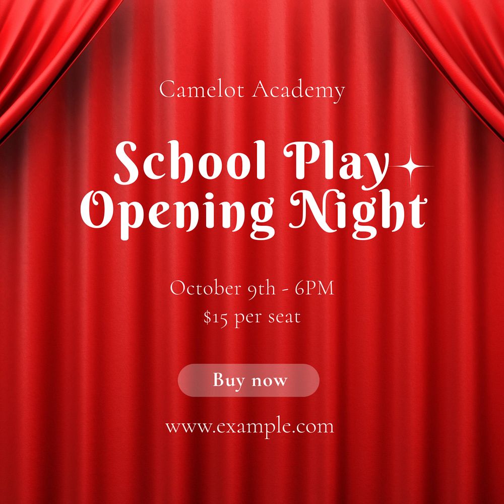 School play Instagram post template, editable text