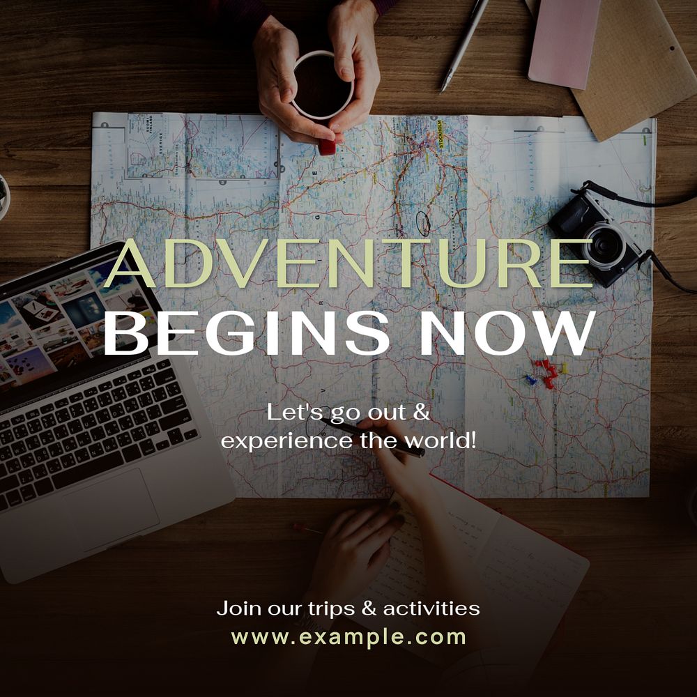 Adventure & travel Instagram post template, editable text