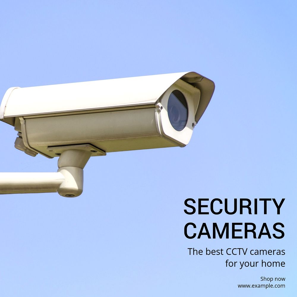 Security cameras Instagram post template, editable text