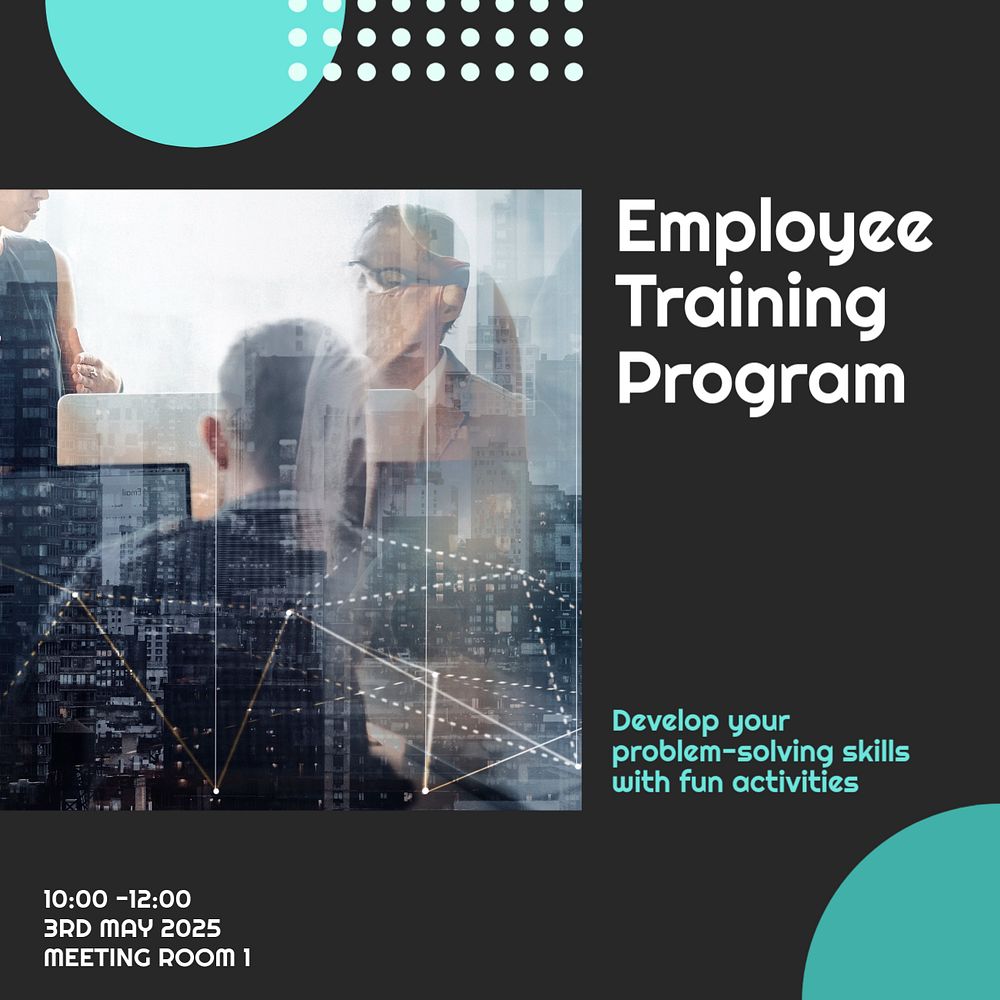 Training program Instagram post template, editable text