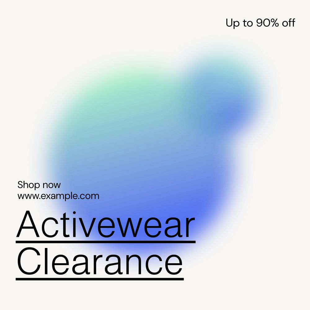 Activewear clearance sale Instagram post template, editable text