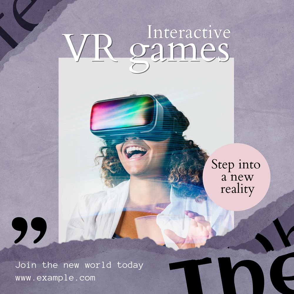 VR games Instagram post template, editable text