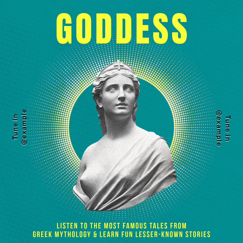 Goddess podcast Instagram post template, editable text