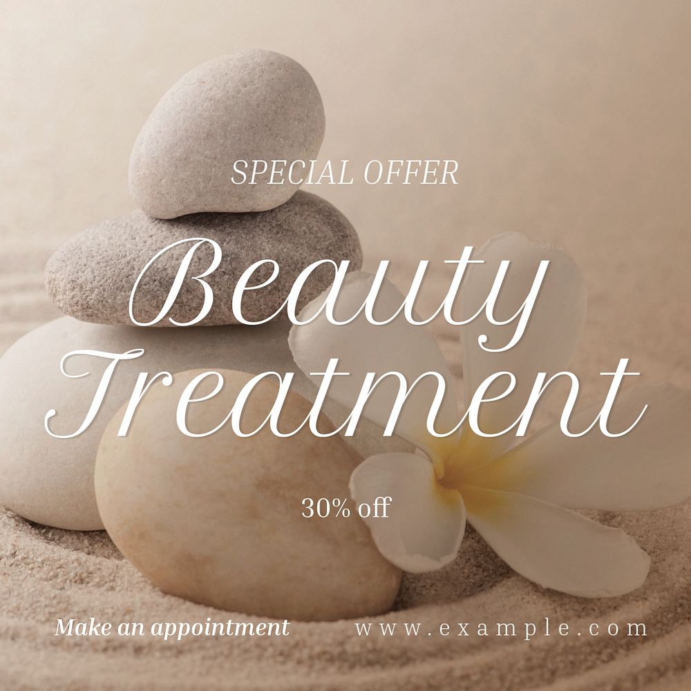 Beauty treatment Instagram post template, editable text