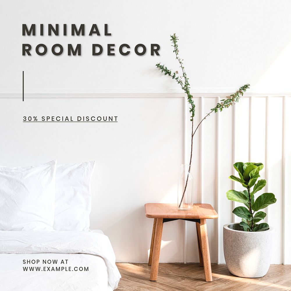 Minimal room decor Instagram post template, editable text