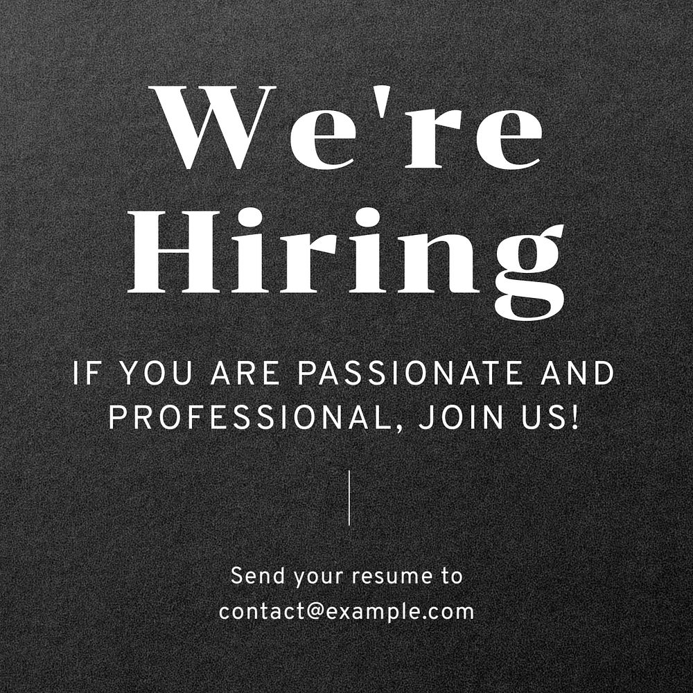 We're hiring Instagram post template, editable text