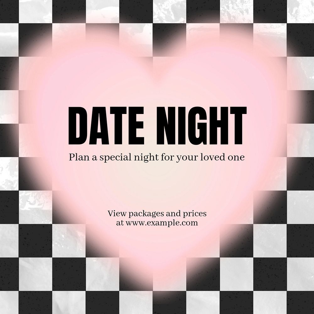 Date night Instagram post template, editable text