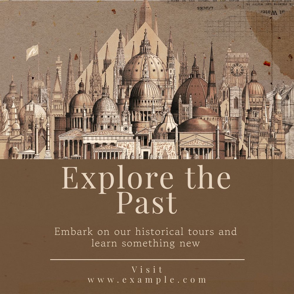 Historical tours Instagram post template, editable text