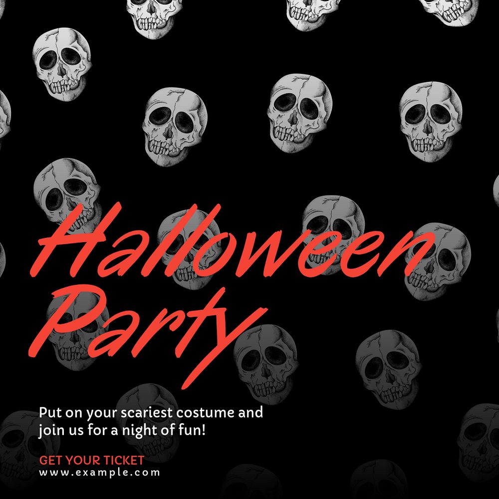 Halloween party Instagram post template, editable text