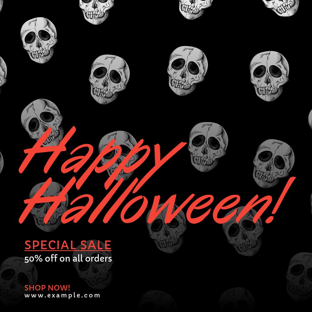 Halloween sale Instagram post template, editable text