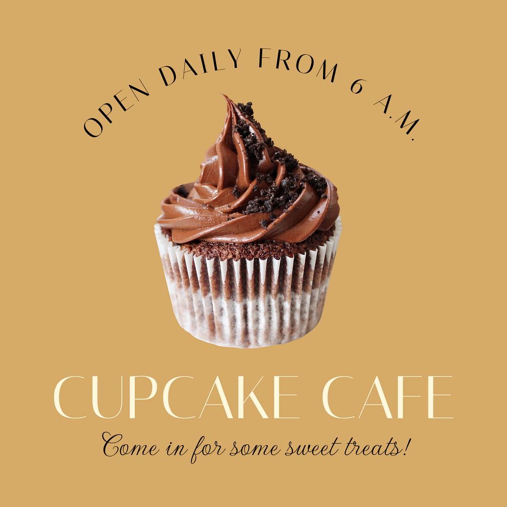 Cupcake cafe Instagram post template, editable text