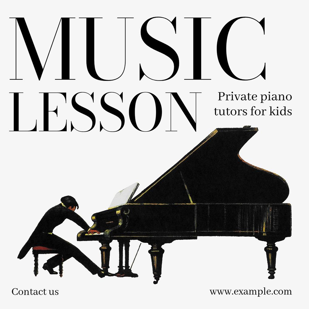 Music lesson Instagram post template, editable text