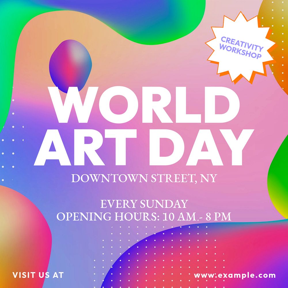 World art day Instagram post template, editable text