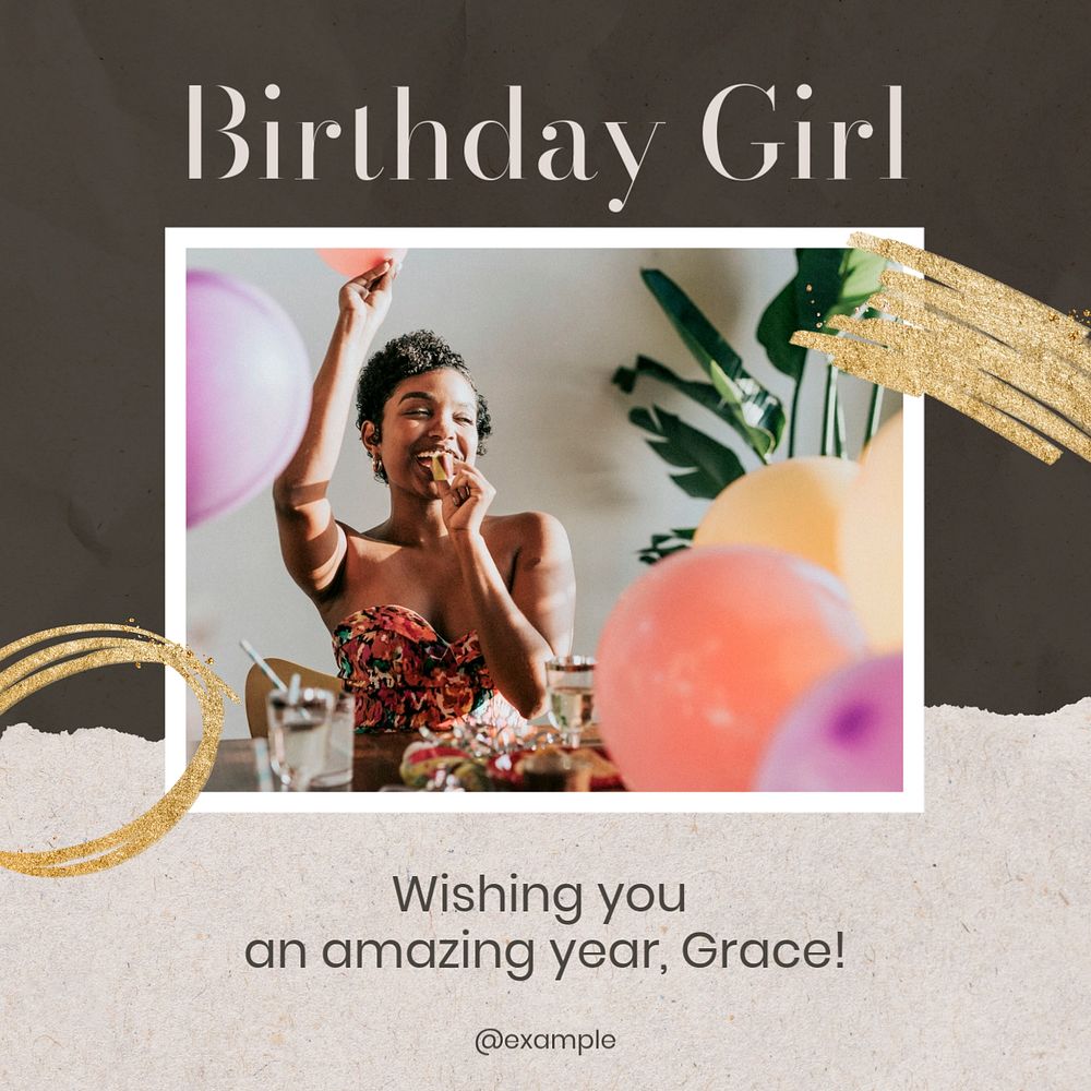 Happy birthday Facebook post template, editable design