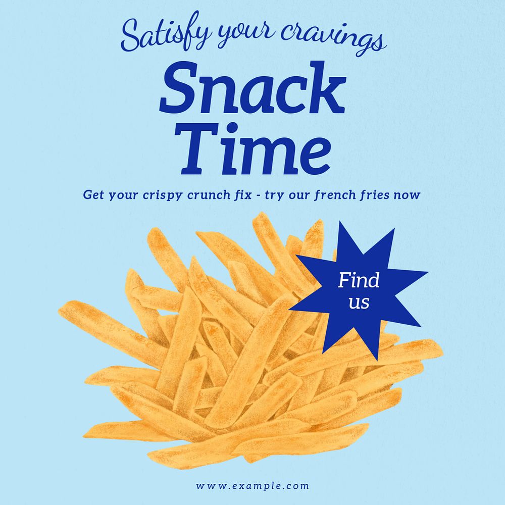 Snack time Instagram post template, editable text