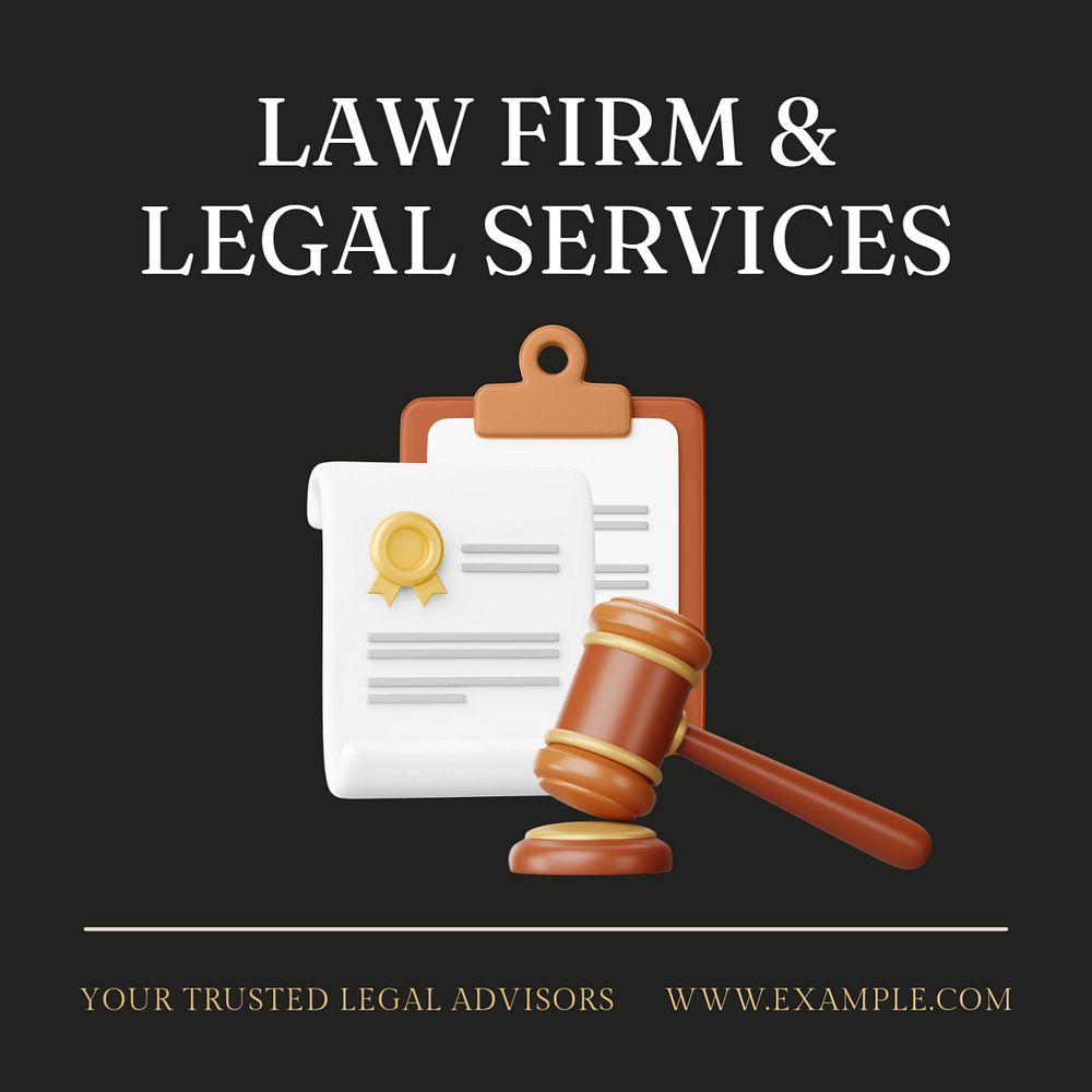 Law firm Instagram post template, editable text