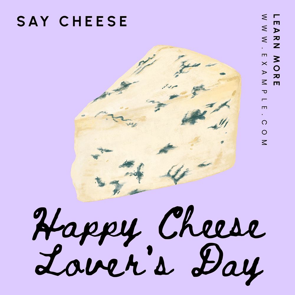 Cheese lover's day Instagram post template, editable text