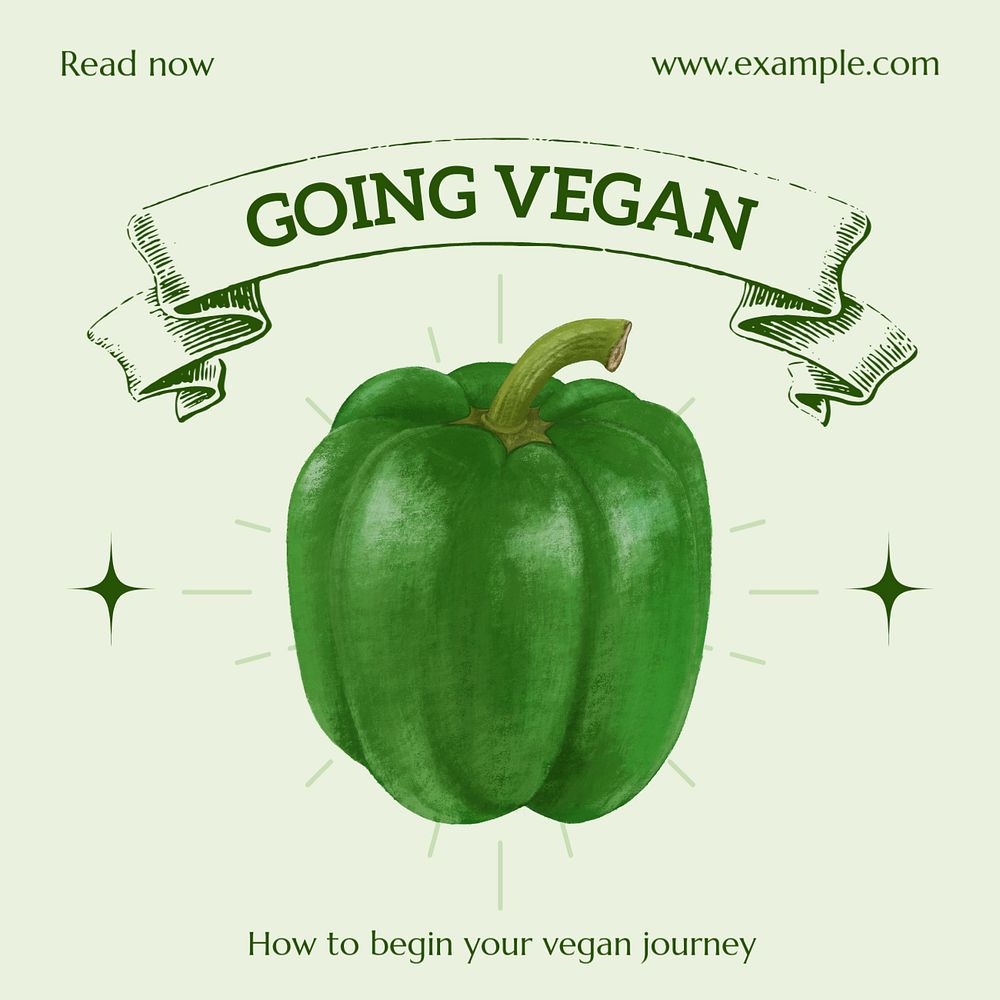 Going vegan Instagram post template, editable text