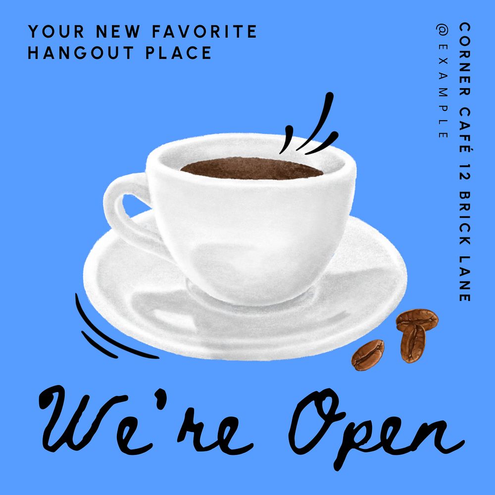 We're open Instagram post template, editable text