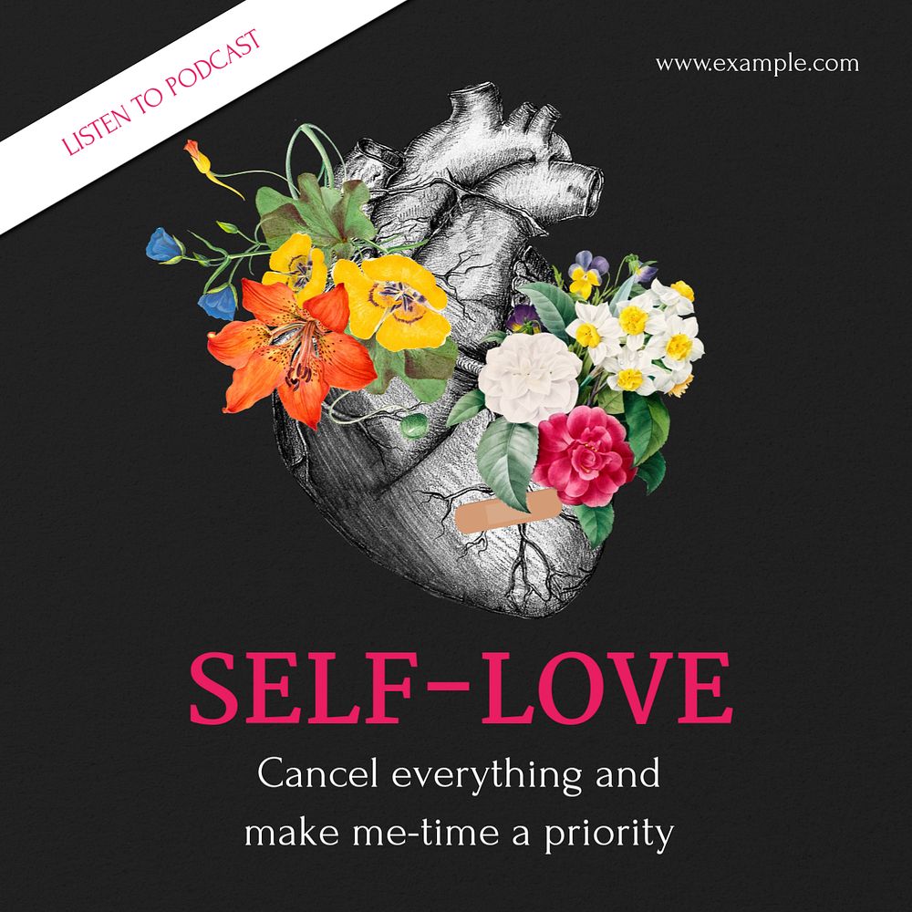 Self-love Instagram post template, editable text